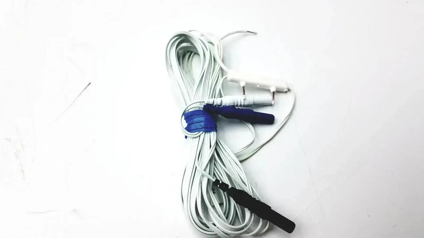 White medical electrode lead with blue and black connectors for pro-tech p1224 thermocouple nasal oral airflow sensor