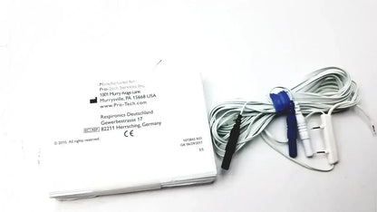 White medical electrode lead set with blue and black connectors for pro-tech p1224 thermocouple nasal oral airflow sensor