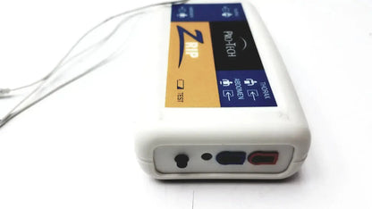 White plastic pro-tech p1736 zrip driver module showing multiple ports on the back with blue and yellow label