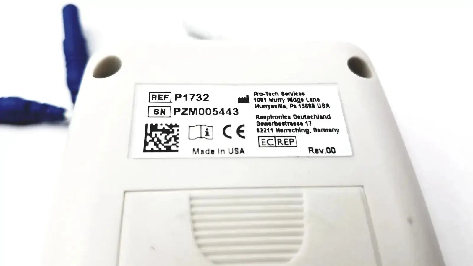 White plastic pro-tech p1736 zrip driver module with label showing manufacturer information and serial number