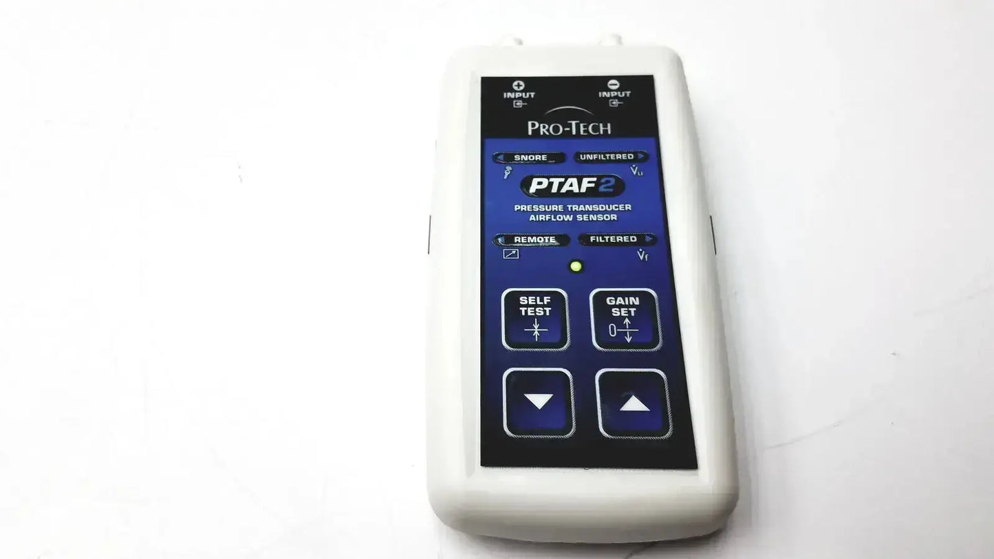 White plastic handheld ptaf2 pressure transducer airflow sensor with blue and black display panel for accurate pressure measurement