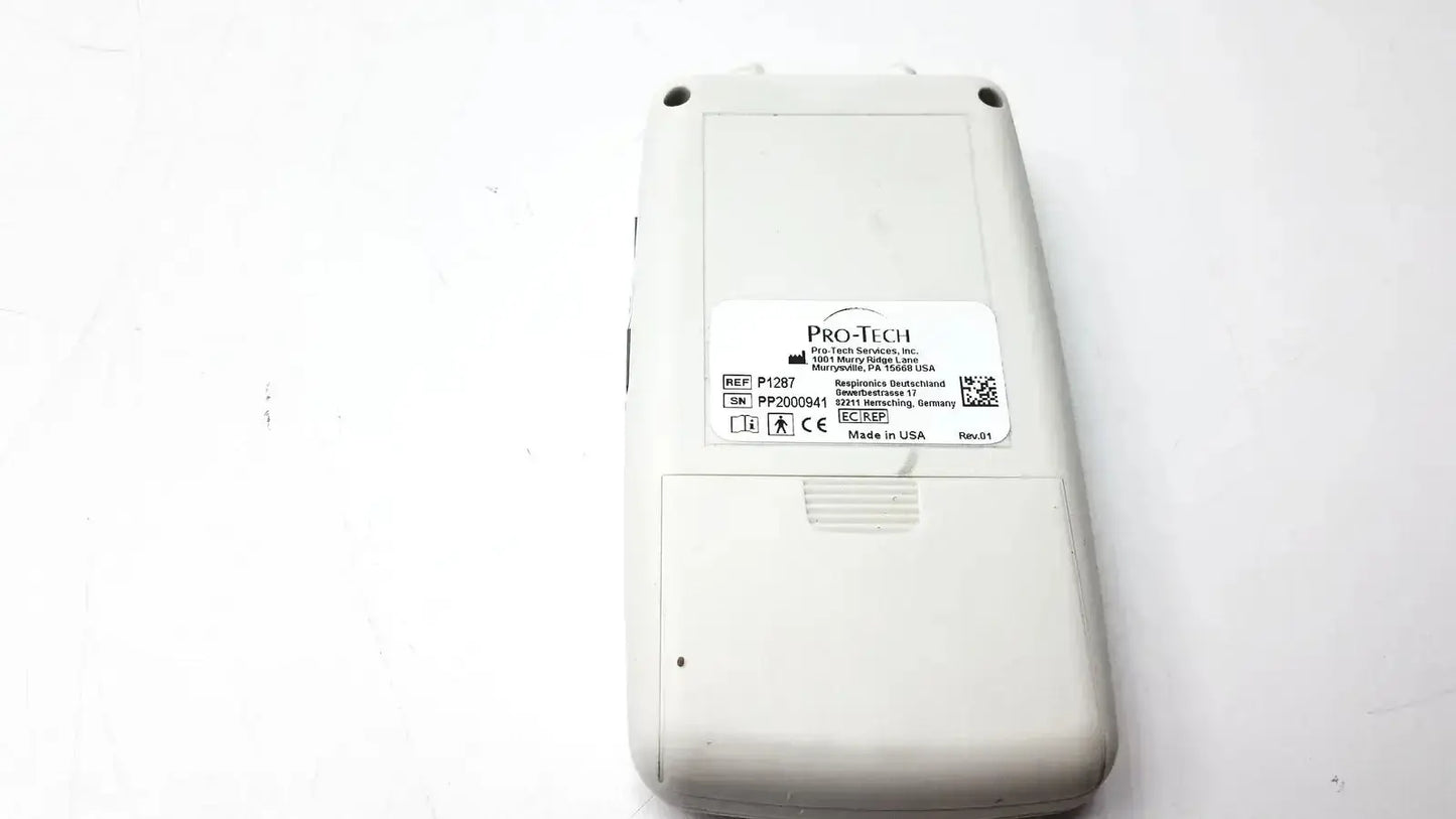 White plastic pro-tech pp3000s41 digital thermometer back panel with labeled specifications for ptaf2 pressure transducer airflow sensor