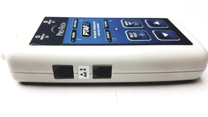 White plastic ptaf2 pressure transducer airflow sensor with blue control panel and black ports for airflow monitoring
