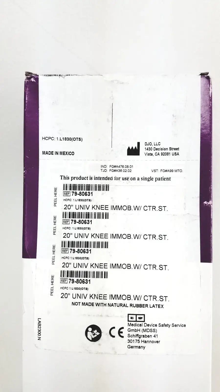 Procare 20’’ Universal Knee Immob With Ctr St Ref 79-80-631 - Immobilizer