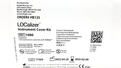 Sterile white plastic instrument cover kit labeled localizer instrument cover kit by health beacons inc for medical use