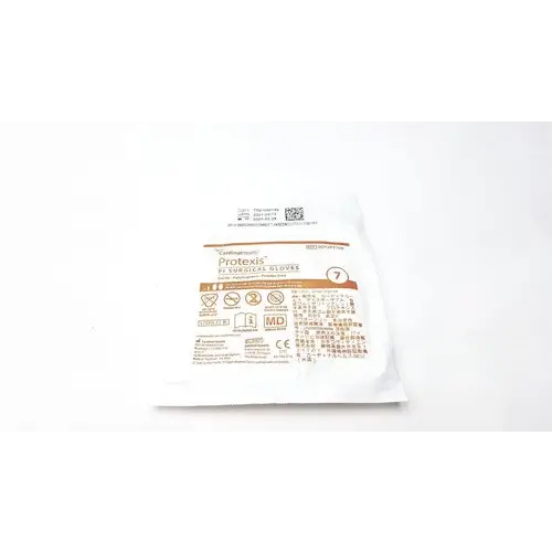 White plastic package of protexis brand surgical gloves, size 7