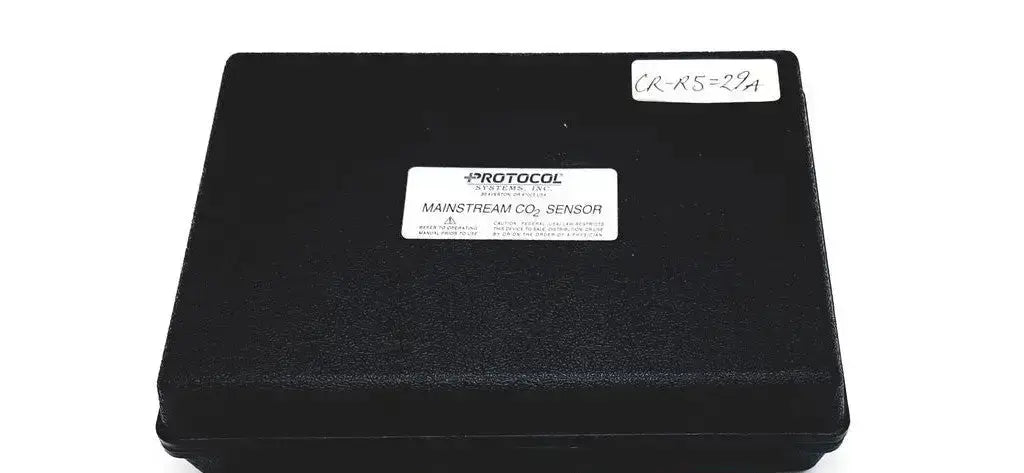 Black rectangular case housing a protocol system mainstream co2 sensor for precise respiratory gas monitoring