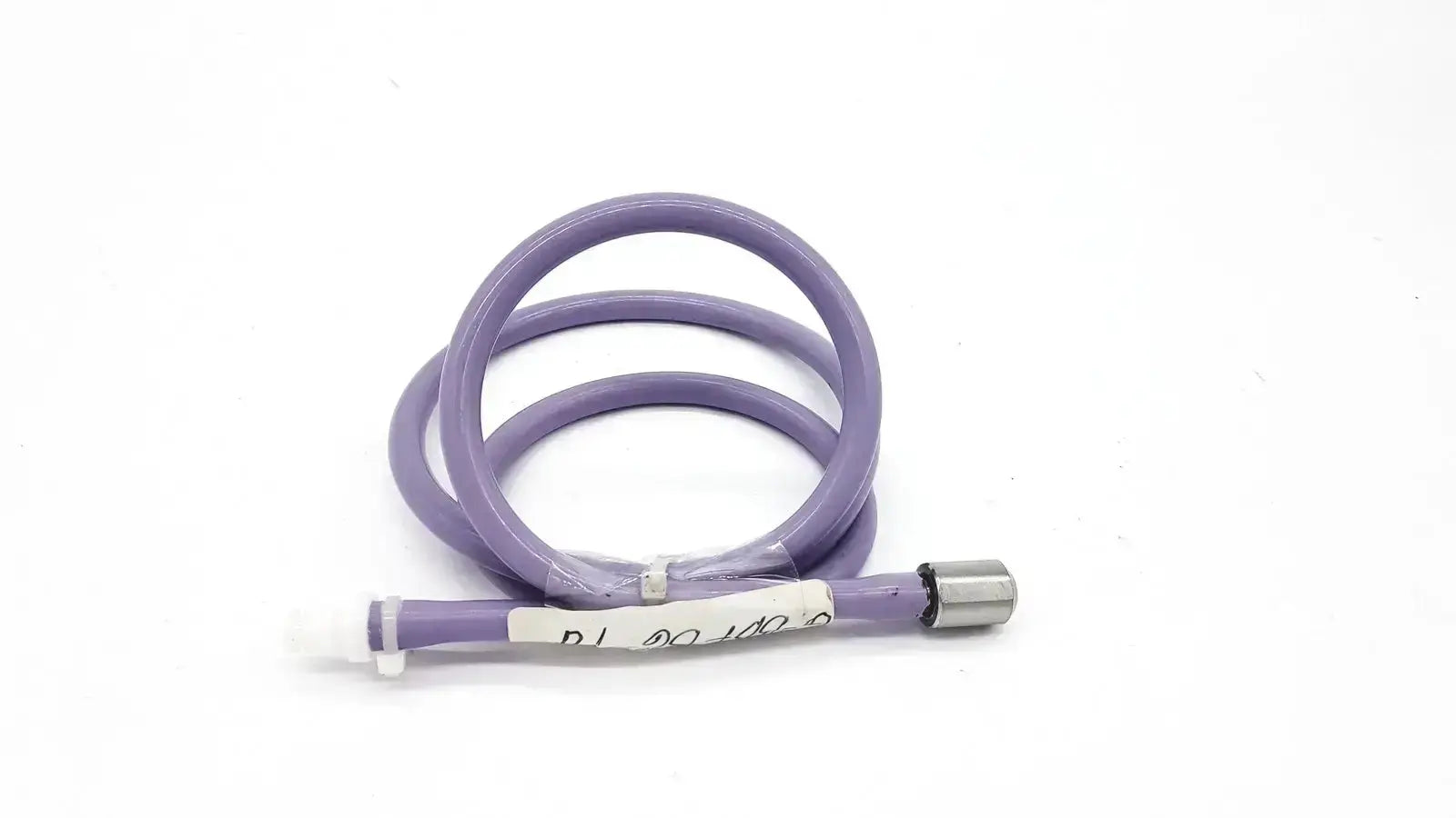 Purple color pressure water mini pipe featuring a silicone tube with one metal connector and white label