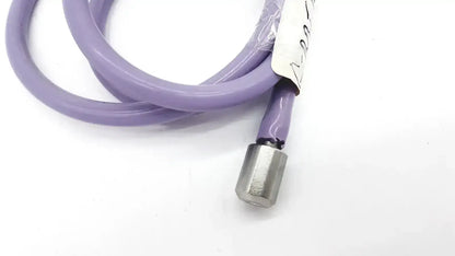 Purple color pressure water mini pipe with silicone-coated cable and metallic hexagonal connector on one side