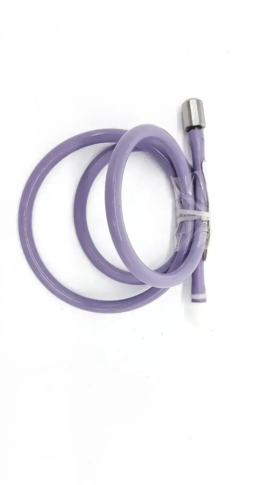 Purple color pressure water mini pipe featuring a purple silicone hose with one metallic and one plastic connector