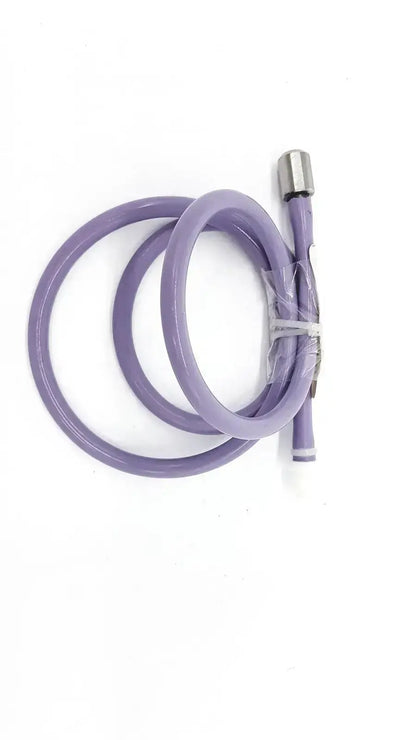 Purple color pressure water mini pipe featuring a purple silicone hose with one metallic and one plastic connector