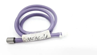 Purple color pressure water mini pipe coiled with one side metal connector and white label for pressure water use