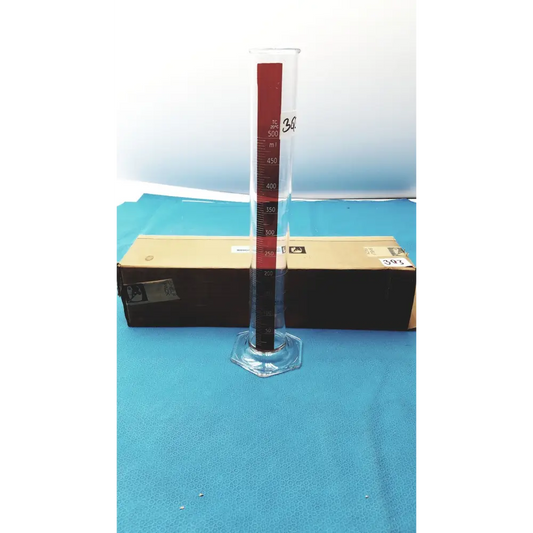 Pyrex 500mL Red Metric Glass Single Graduated Cylinder ? Borosilicate Lab Glassw
