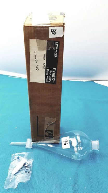 Pyrex 6404 Separatory Funnel Corning #27 Stopper 4 mm PTFE Valve Lab Glass 500m - Laboratory Glassware
