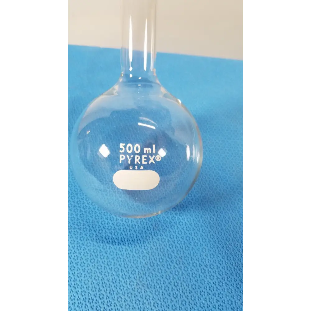 PYREX Boiling Flask 500 mL Long Neck Round Bottom Tooled Mouth