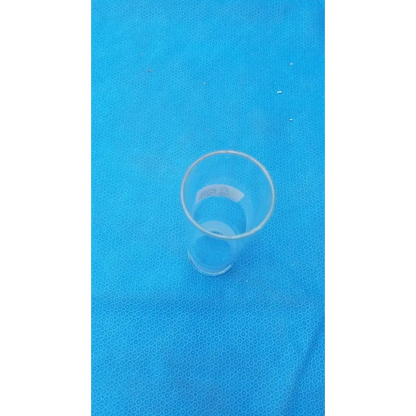 Clear plastic drinking glass with a smooth, cylindrical shape and slightly tapered sides.