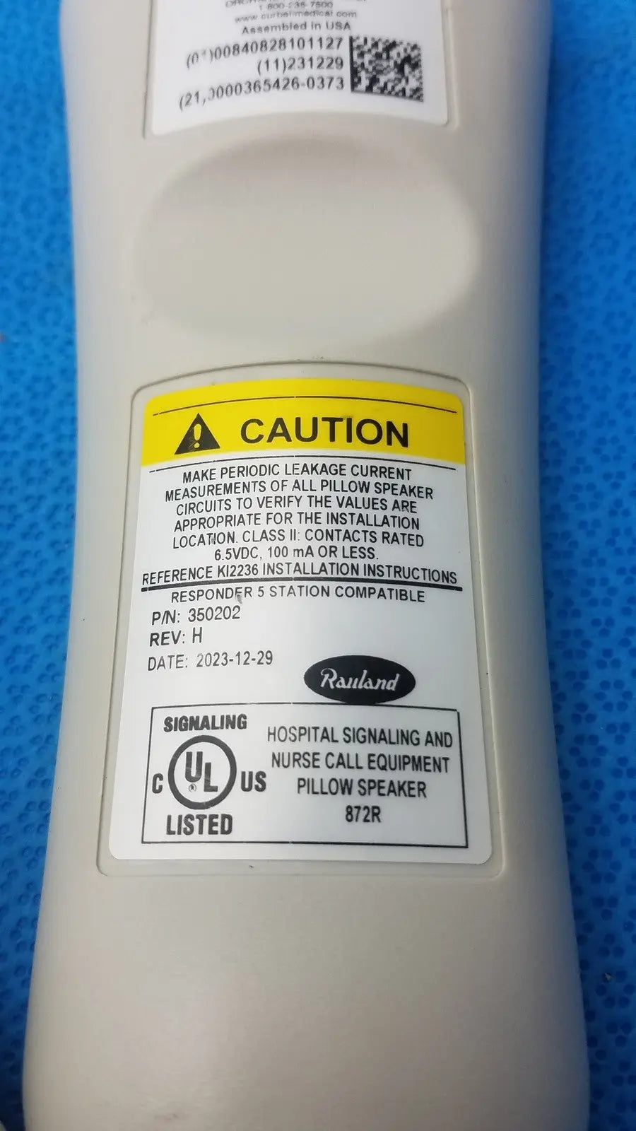 Rauland Hospital Nurse Call Equipment 5 Pillow Speaker Ref 350202