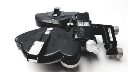 Black sturdy metal Reichert 11625 minus cylinder phoropter refracting instrument with silver knobs and some damage