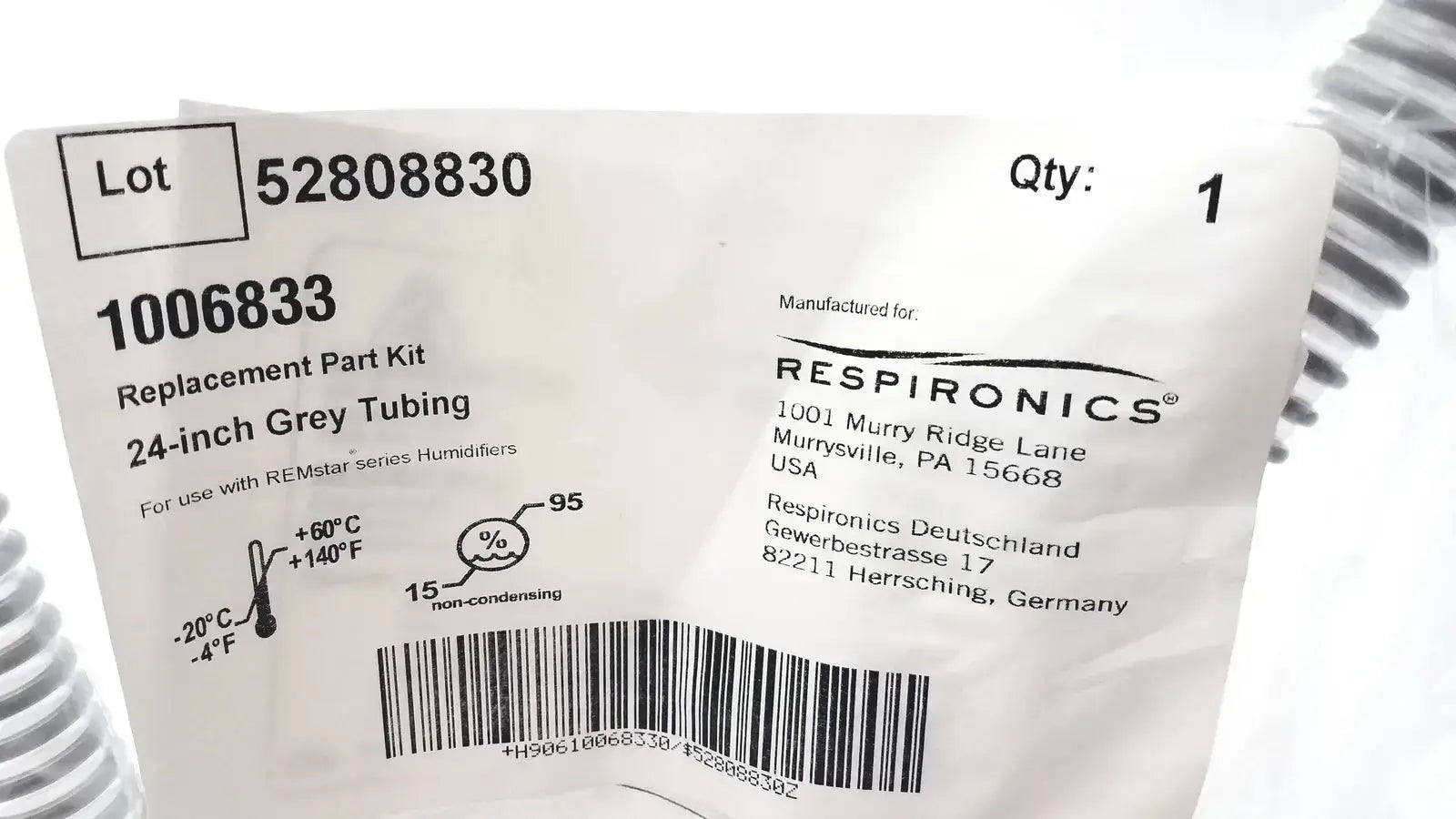 Respironics 1006833 Replacement Part Kit 24-inch Grey Tubing - Parts