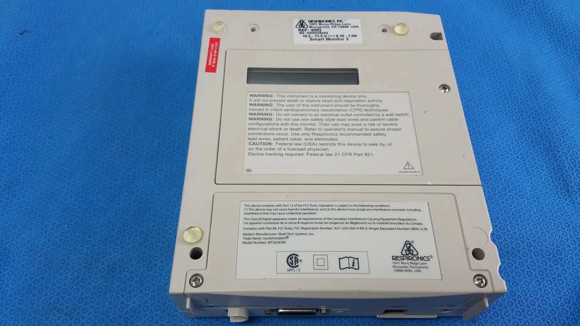 Respironics Smartmonitor 2 Apnea Monitor Ref 4003
