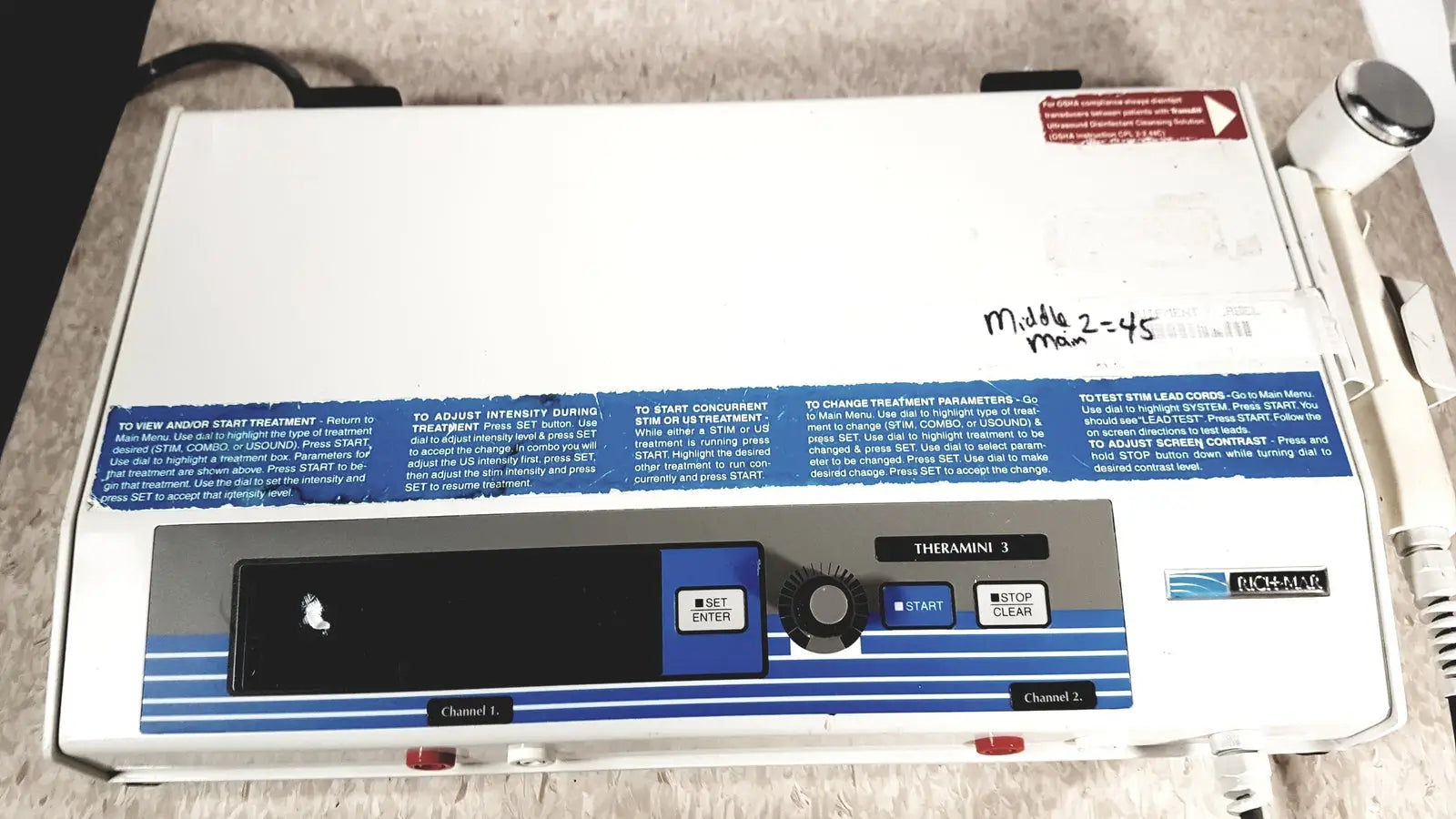 Rich-Mar Theramini 3C Combo Ultrasound/Electrical Stimulation Unit