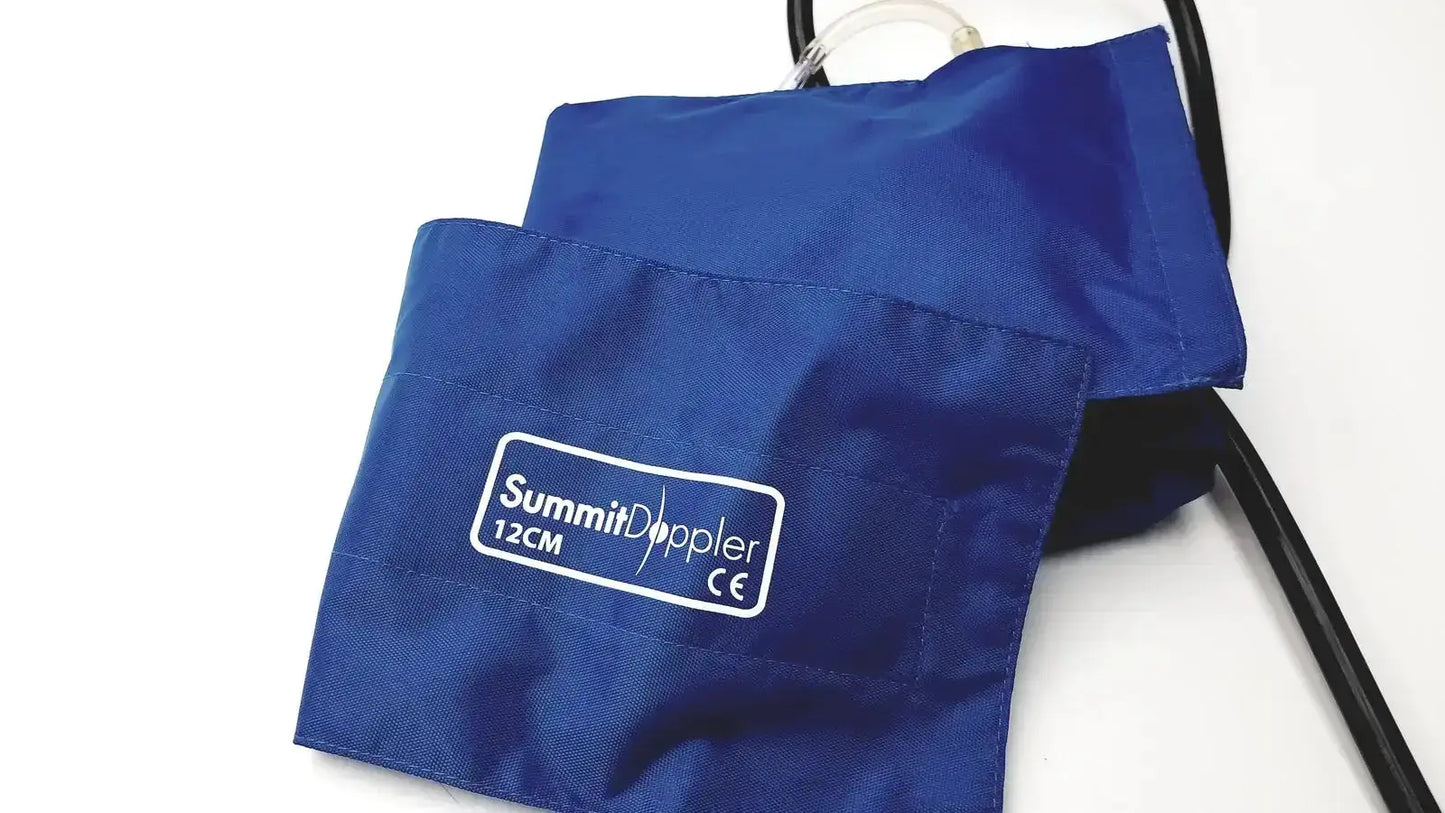 Blue fabric summit bp cuffs labeled summit doppler 12cm ce mark for riester 0124 sphygmomanometer pre owned medical equipment