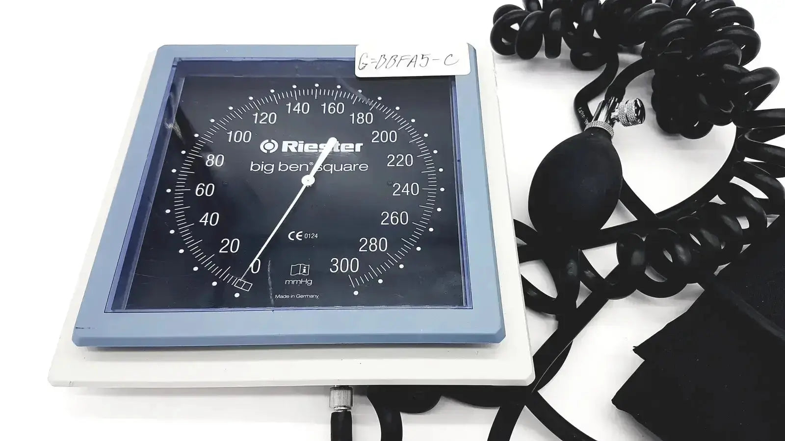 Blue square rieker big ben square ben square sphygmomanometer with black dial and white markings for adult blood pressure monitoring