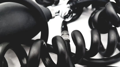 Black rubber balloon with coiled tubing and metallic connectors for riester big ben square ben square sphygmomanometer