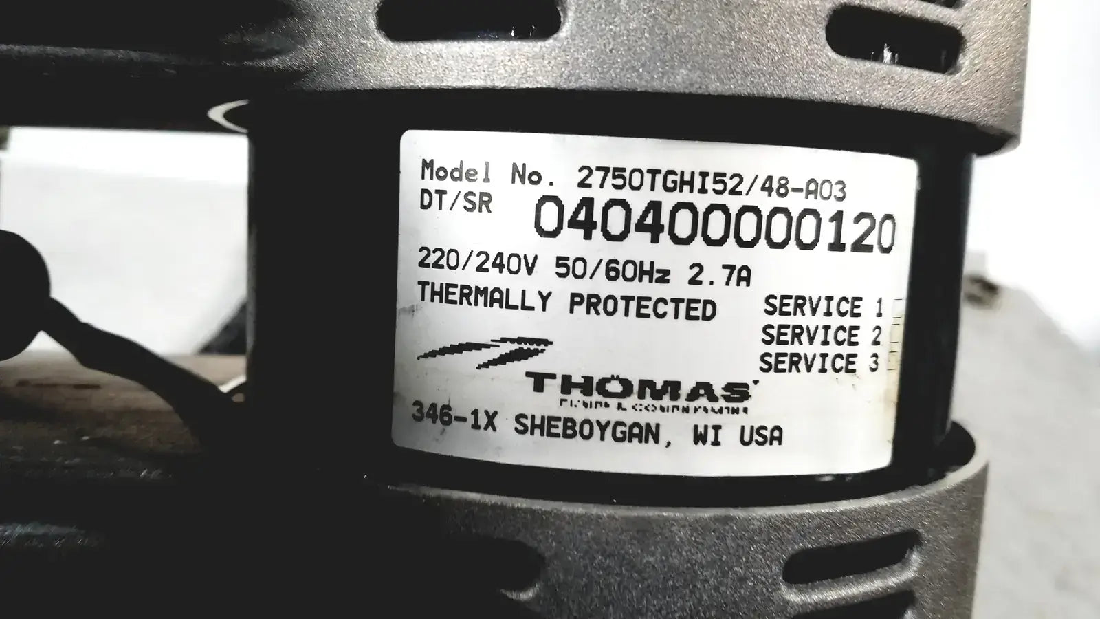 Rietschle Thomas Pressure Pump Compressor Model K48ZZDZH3250
