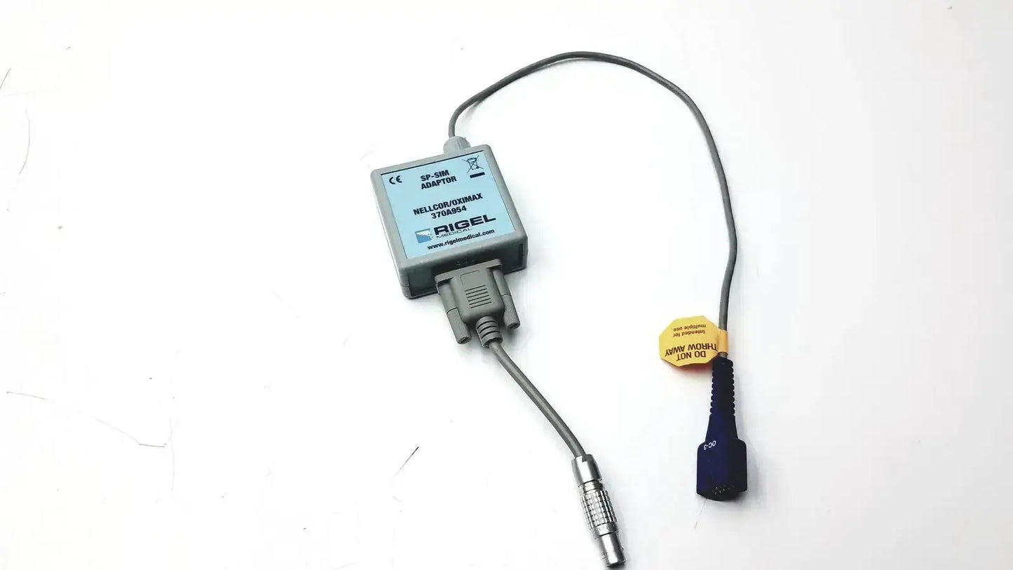 Gray rigel sp-328 adapter nellcor oximax with black cable and blue connector by rigel medical