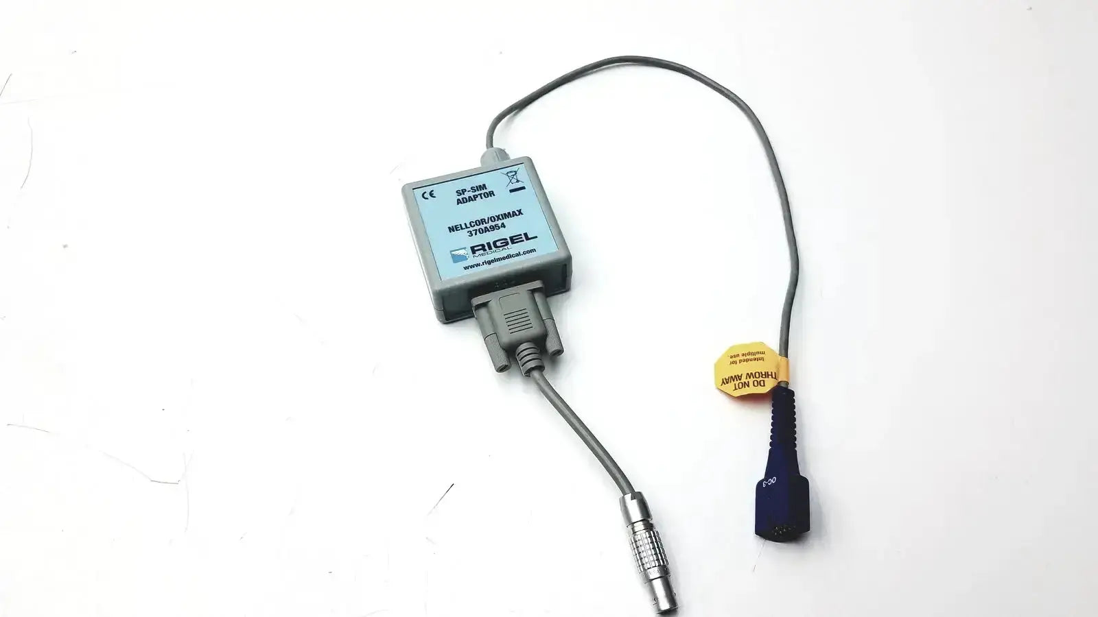 Gray rigel sp-328 adapter nellcor oximax with black cable and blue connector by rigel medical