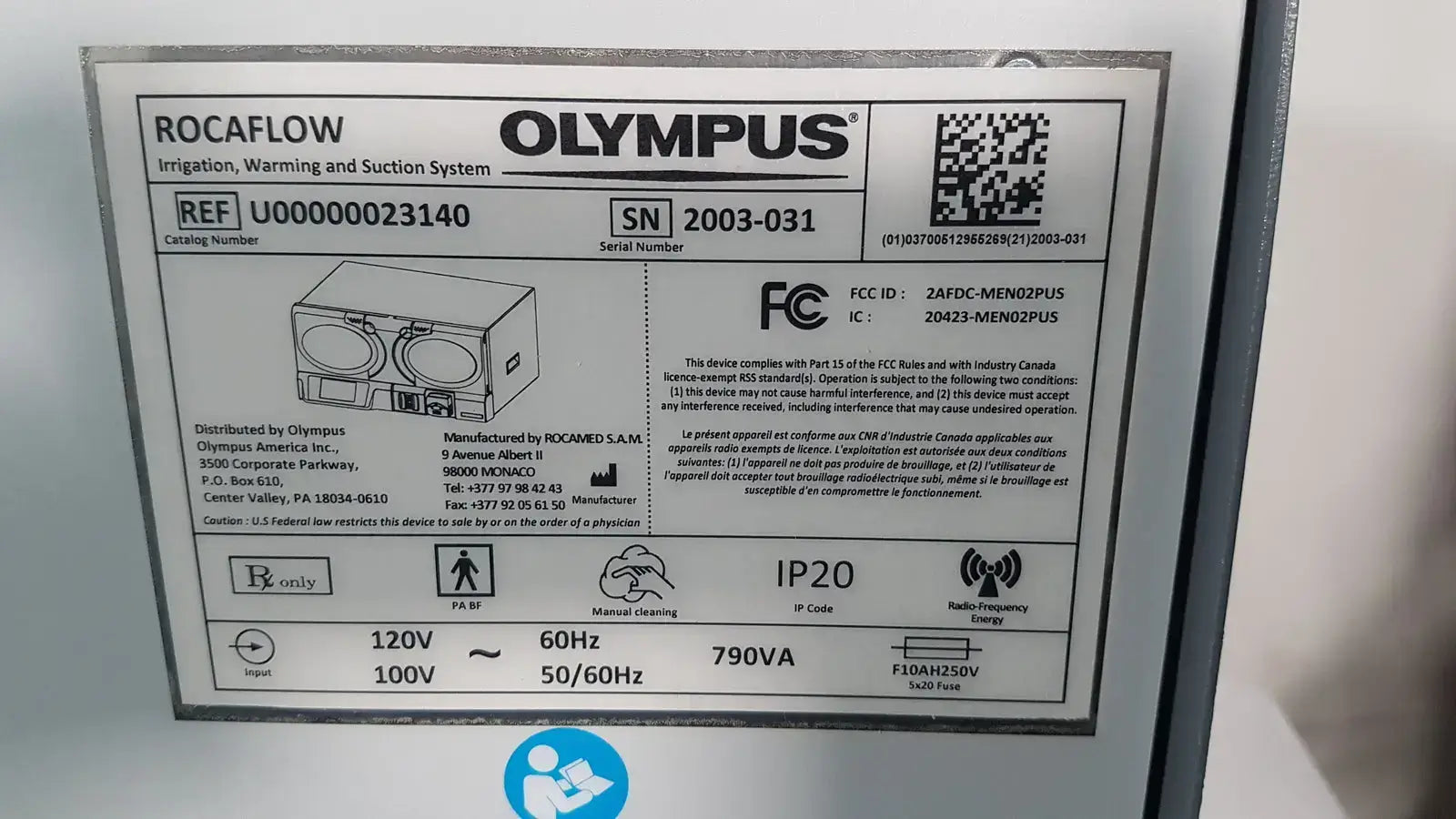Rocaflow Olympus U00000023140 Fluid Management System Console