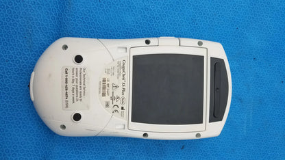 White plastic Roche CoaguChek XS Plus medical equipment handheld scanner with black screen and side button model 04562780001