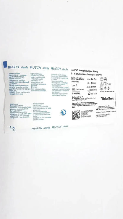 Rusch PVC Nasopharyngeal Airway Size 24 Fr. Ref: 123324 QTY 10