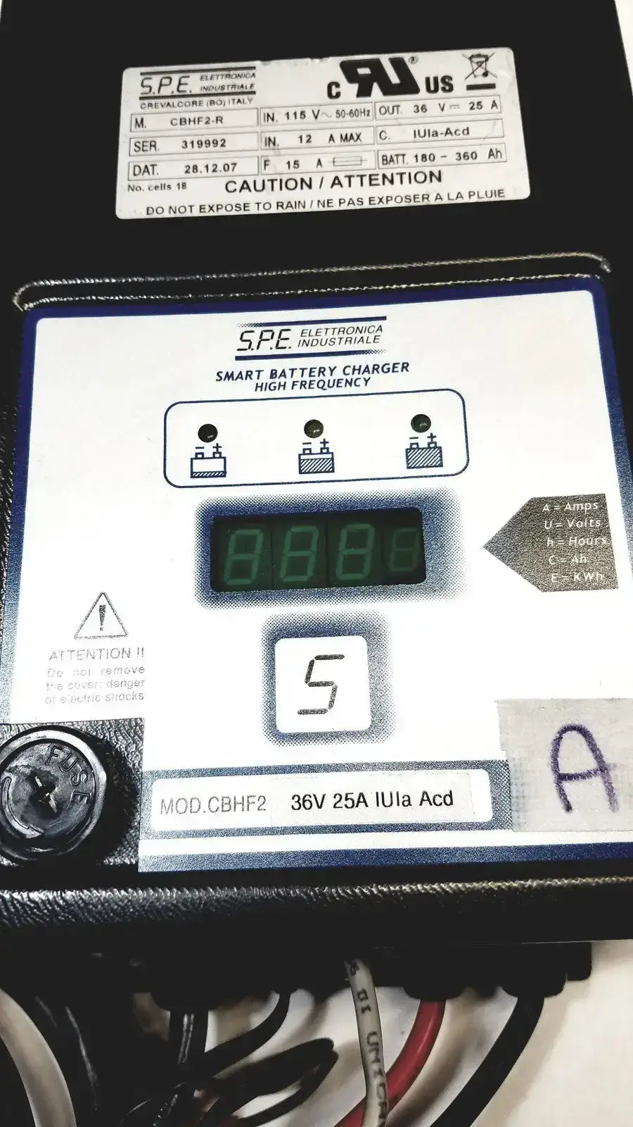 S.P.E. CBHF2-R Electronica Industriale Made In Italy Battery Charger 36V