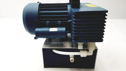 Blue savant gel pump gp100 with ribbed motor housing and white piping for industrial vacuum applications