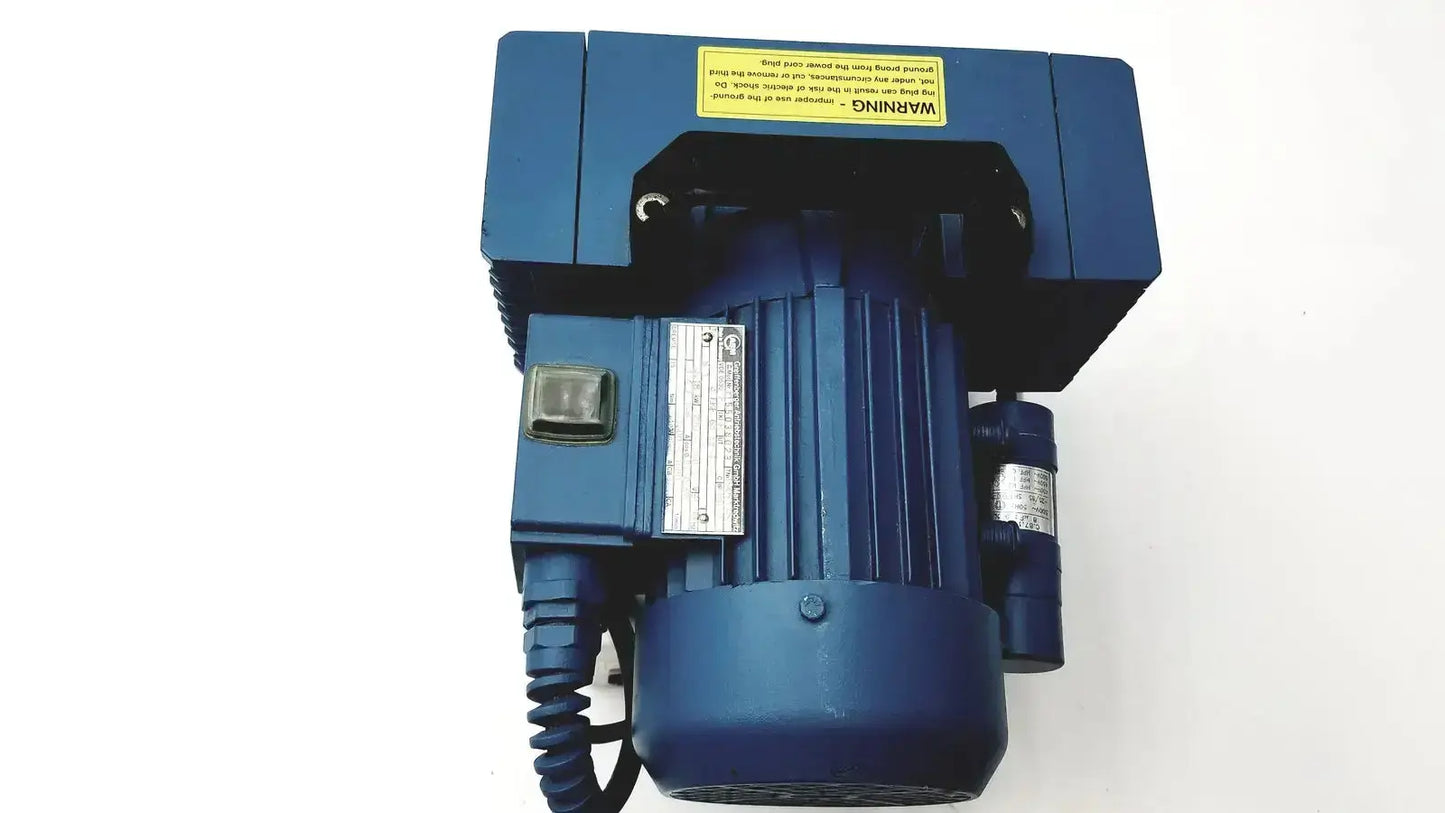 Blue industrial motor with ribbed casing and control panel of savant gel pump gp100 gel pump for precise fluid handling