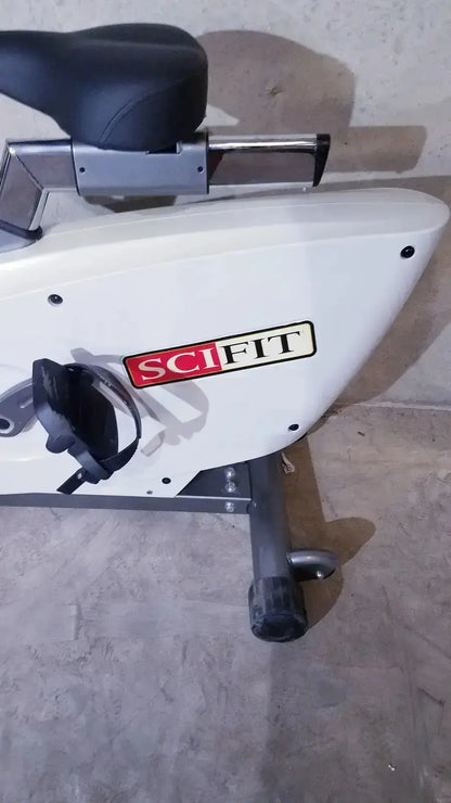 SciFit ISO 7000 upright exercise bike in white with black seat and handlebars for effective upright exercise