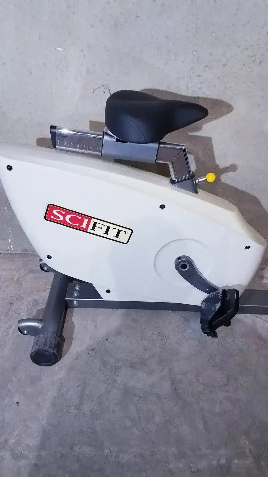 SciFit ISO 7000 upright exercise bike in white with black seat and handlebars for effective upright exercise