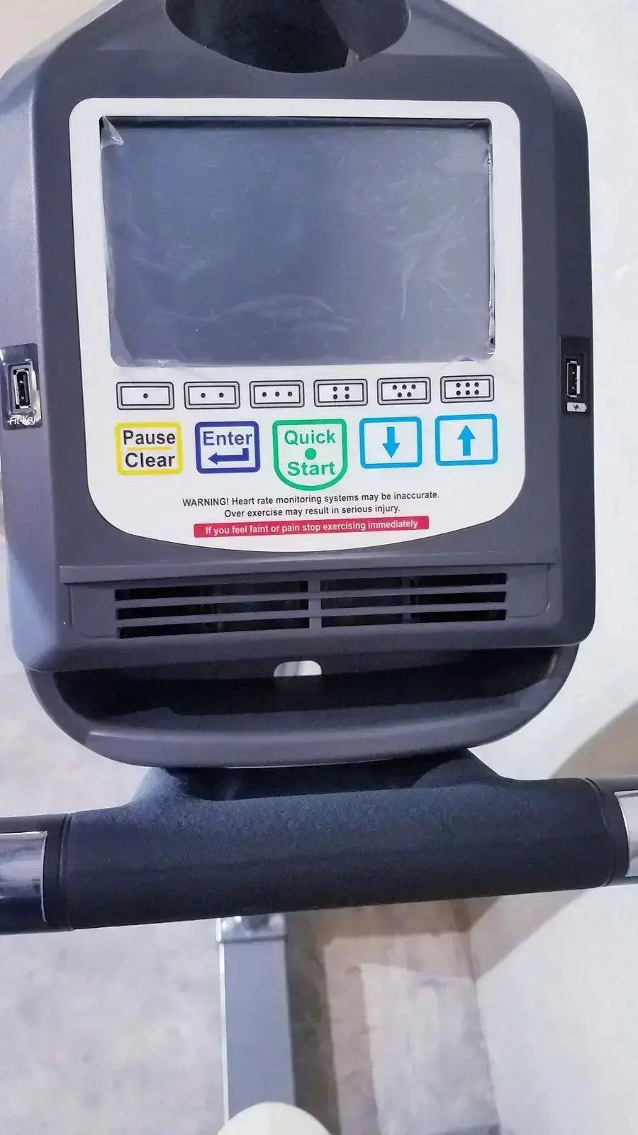 Black SciFit ISO 7000 upright exercise bike console with digital display colorful buttons and usb ports for upright exercise