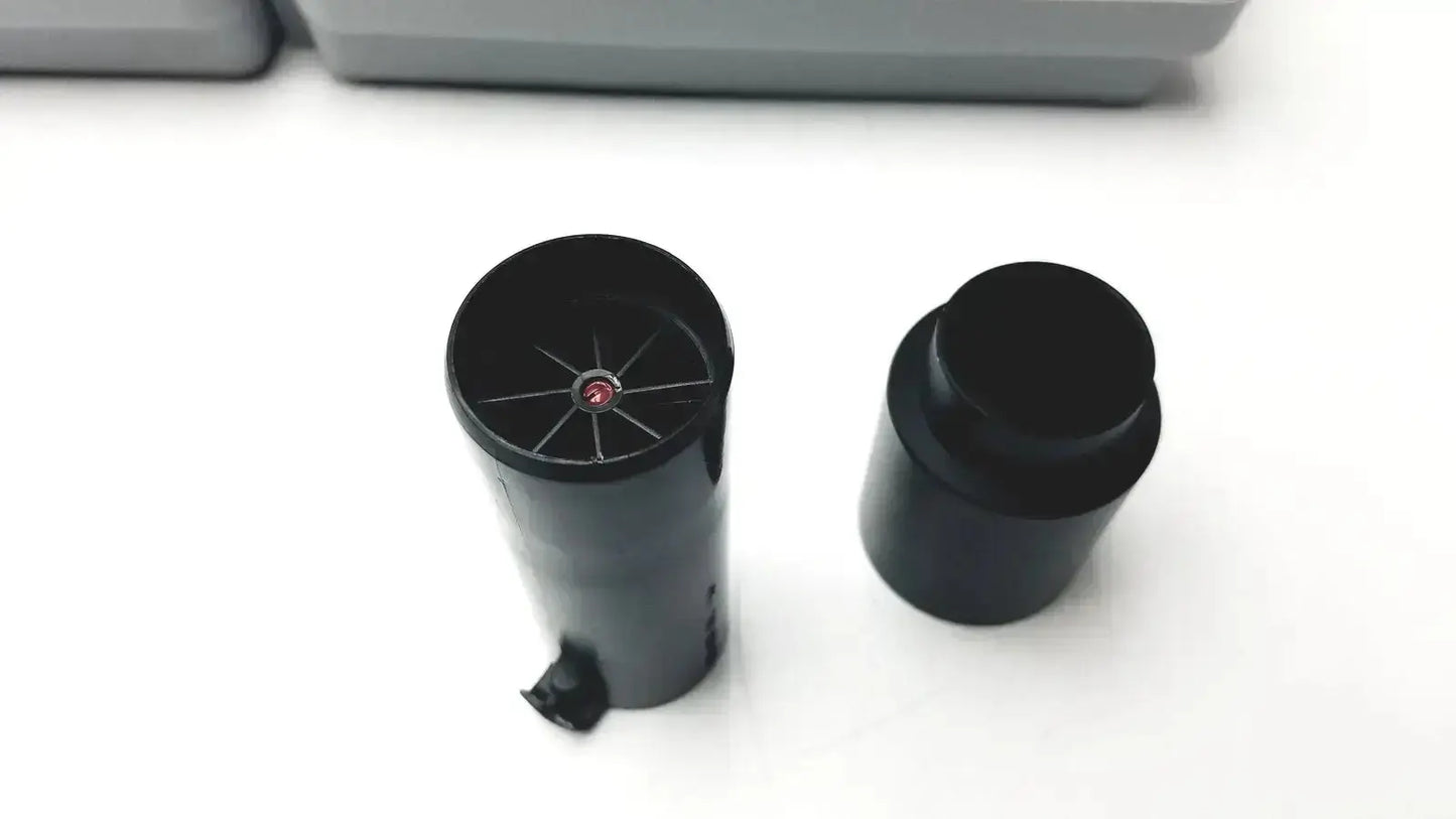 Black cylindrical ink cartridge with red dot and radial slots on top next to cap for sdi-astra 300 spirometer buy used medical equipment