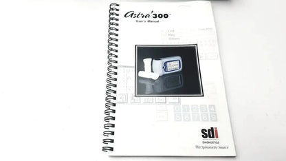 White spiral-bound user manual for the astra 300 spirometer by sdi diagnostics for buy used medical equipment