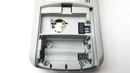 Gray plastic battery compartment with two aa batteries and digital display on back of sdi-astra 300 spirometer pre owned medical equipment for sale