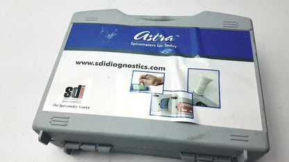 Gray plastic carrying case for sdi diagnostics astra 300 spirometer pre owned medical equipment for sale
