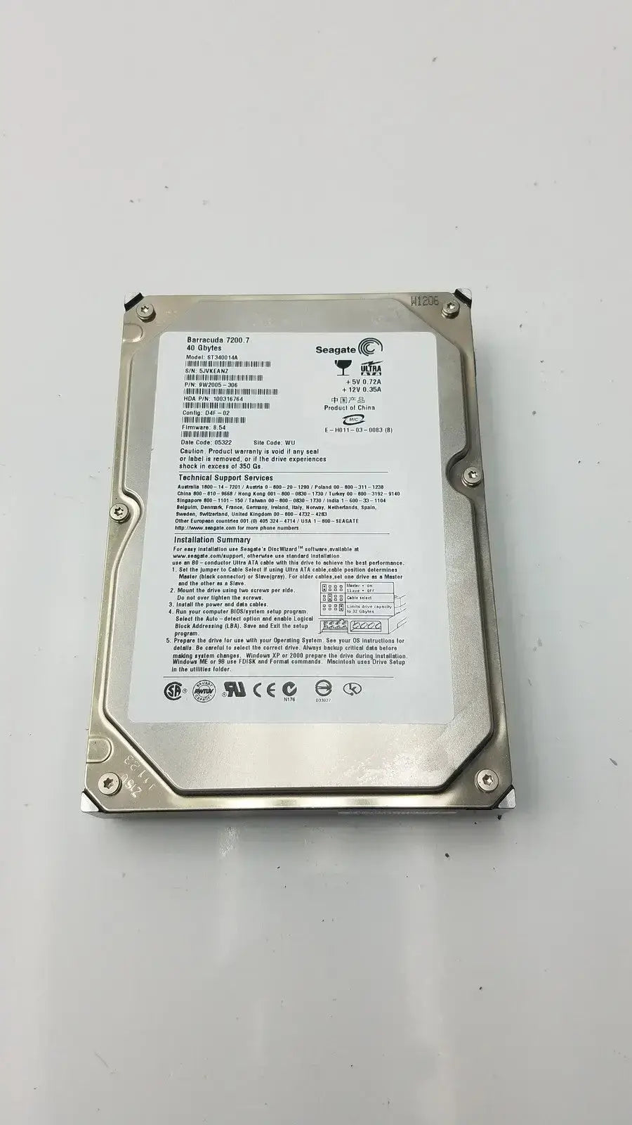 Seagate ST340014A Barracuda 40GB 7200RPM PATA IDE 3.5’’ Internal Hard Disk Drive