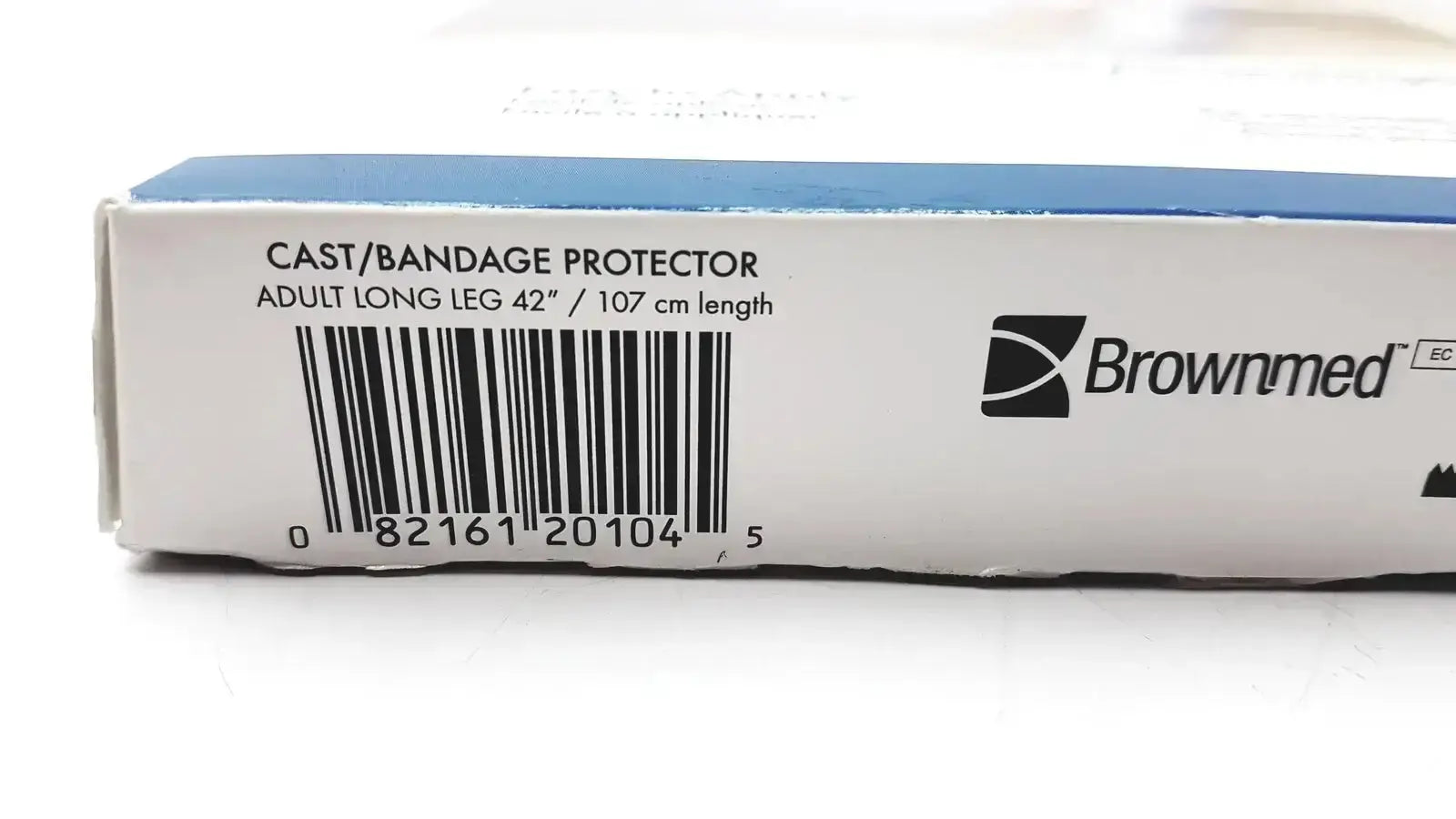 White and blue cardboard box for seal tight original cast bandage protector reusable adult long leg 42 inch