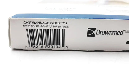 White and blue cardboard box for seal tight original cast bandage protector reusable adult long leg 42 inch