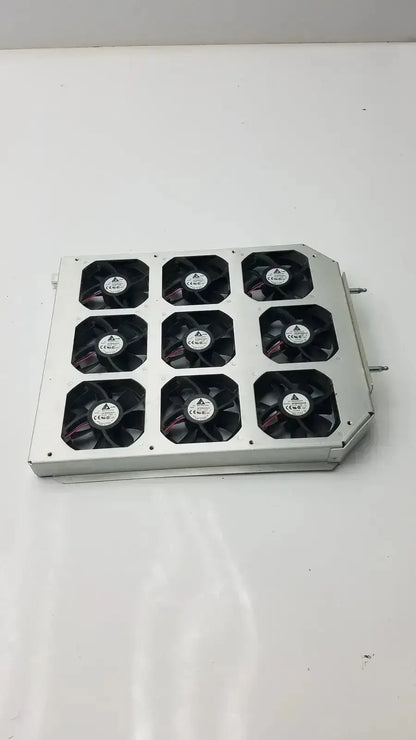 Silver metal brushless fan tray with nine black fans in a 3x3 grid model afb0924vh cooling array