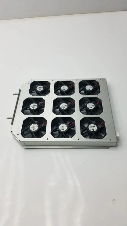 Silver metal brushless fan tray with nine black fans in a 3x3 grid tray model afb0924vh for cooling systems