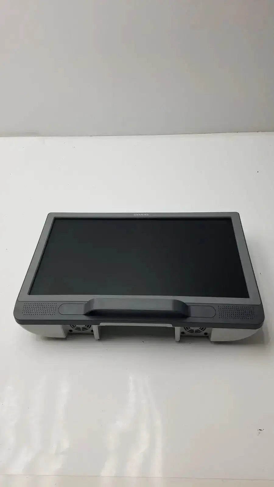 Gray lenovo kt-lm215fds fhd flat panel display monitor with sleek rectangular design and built-in speakers on both sides